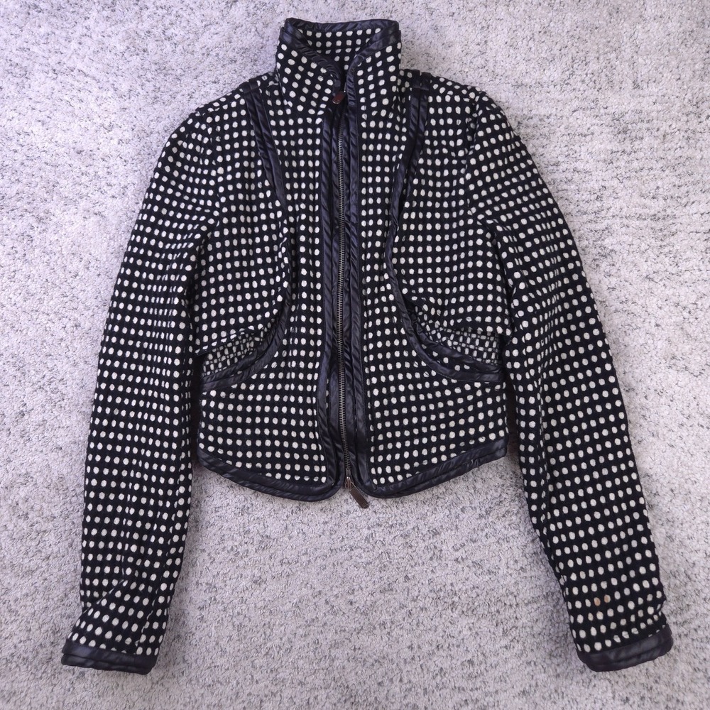 Armani Exchange Jacket Womens XS Wool Cropped Polka Dot Lined Full Zip Mock Neck